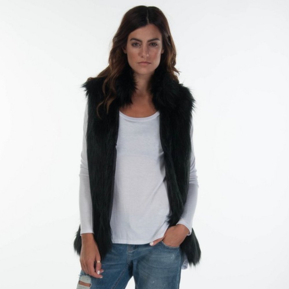PPLA BLACK FAUX FUR VEST